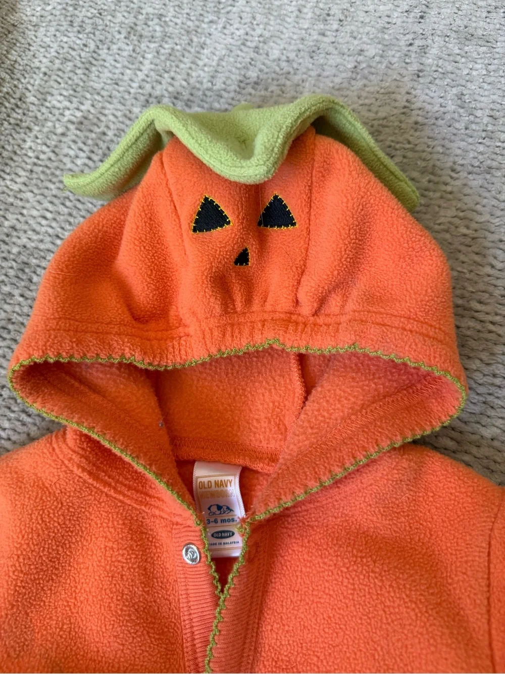 Old Navy Pumpkin Hooded Fleece Bunting Costume Sleeper 3–6 Months